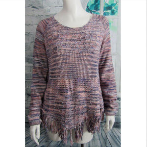 American Rag Cie Boho Hippie Fringe Cotton Sweater